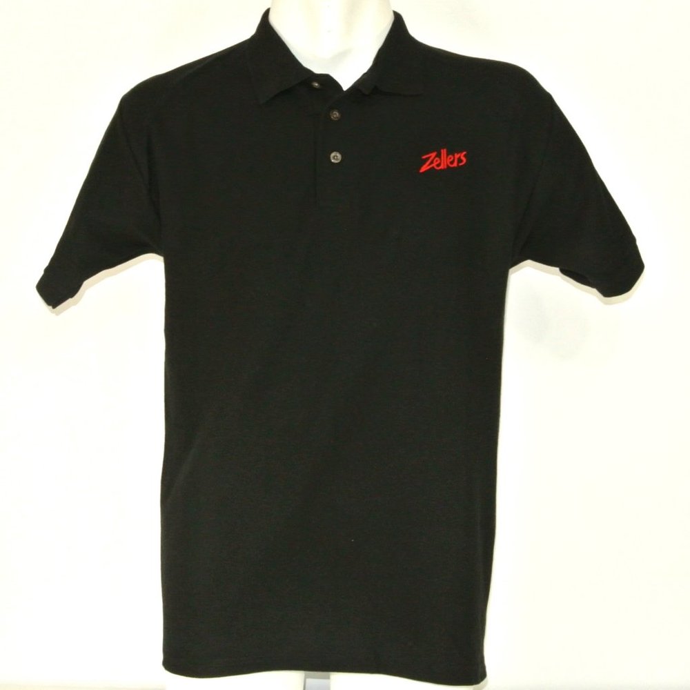 ZELLERS Vintage Black Polo Shirt Employee Uniform Shirt Size S Small - Picture 2 of 7